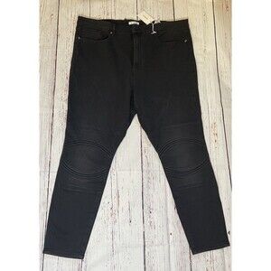 Good American Good Waist Skinny Jeans NWT Plus 24 Black Moto Biker High Rise